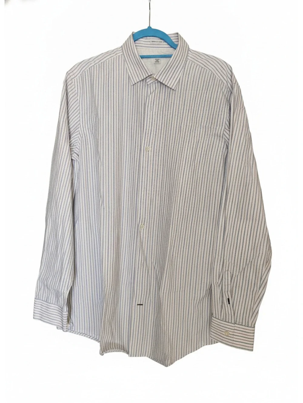 Banana Republic Striped Pattern Long Sleeve XL17 171/2 White Button Italy